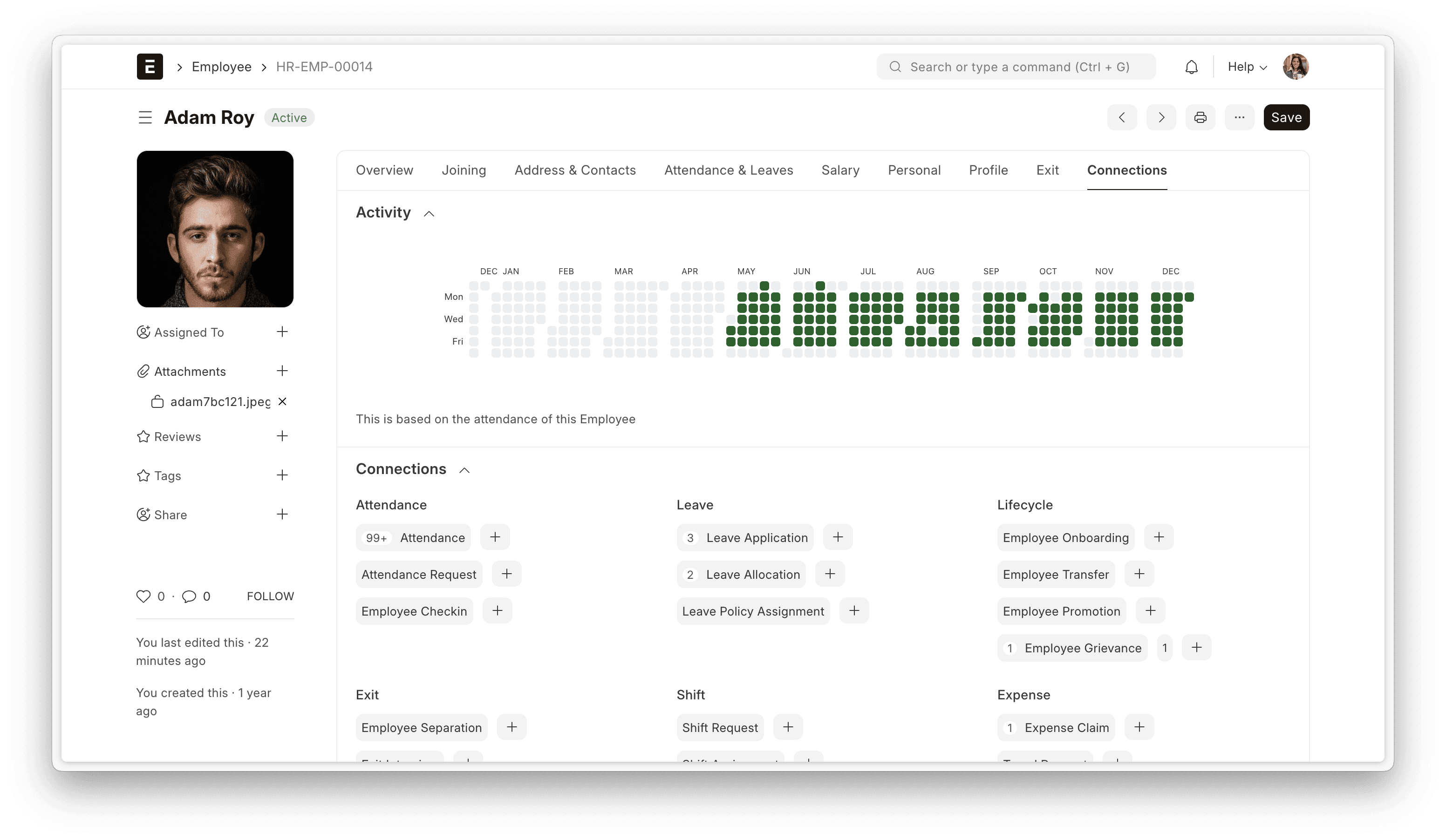 The Frappe HRMS open-source HR and payroll dashboard