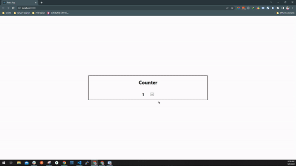 Clicking the plus button until the counter reaches 5, at which point the whole page goes blank