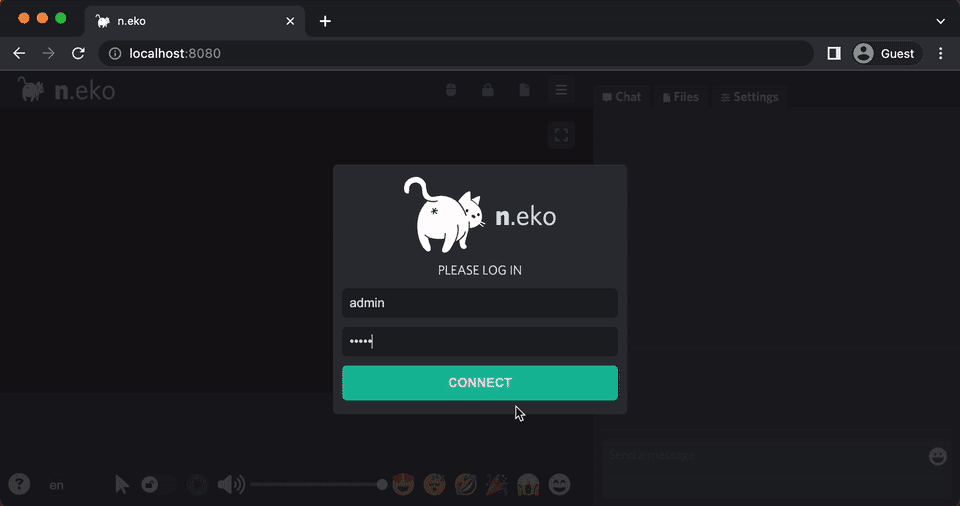 Neko running a shared virtual browser session in the browser