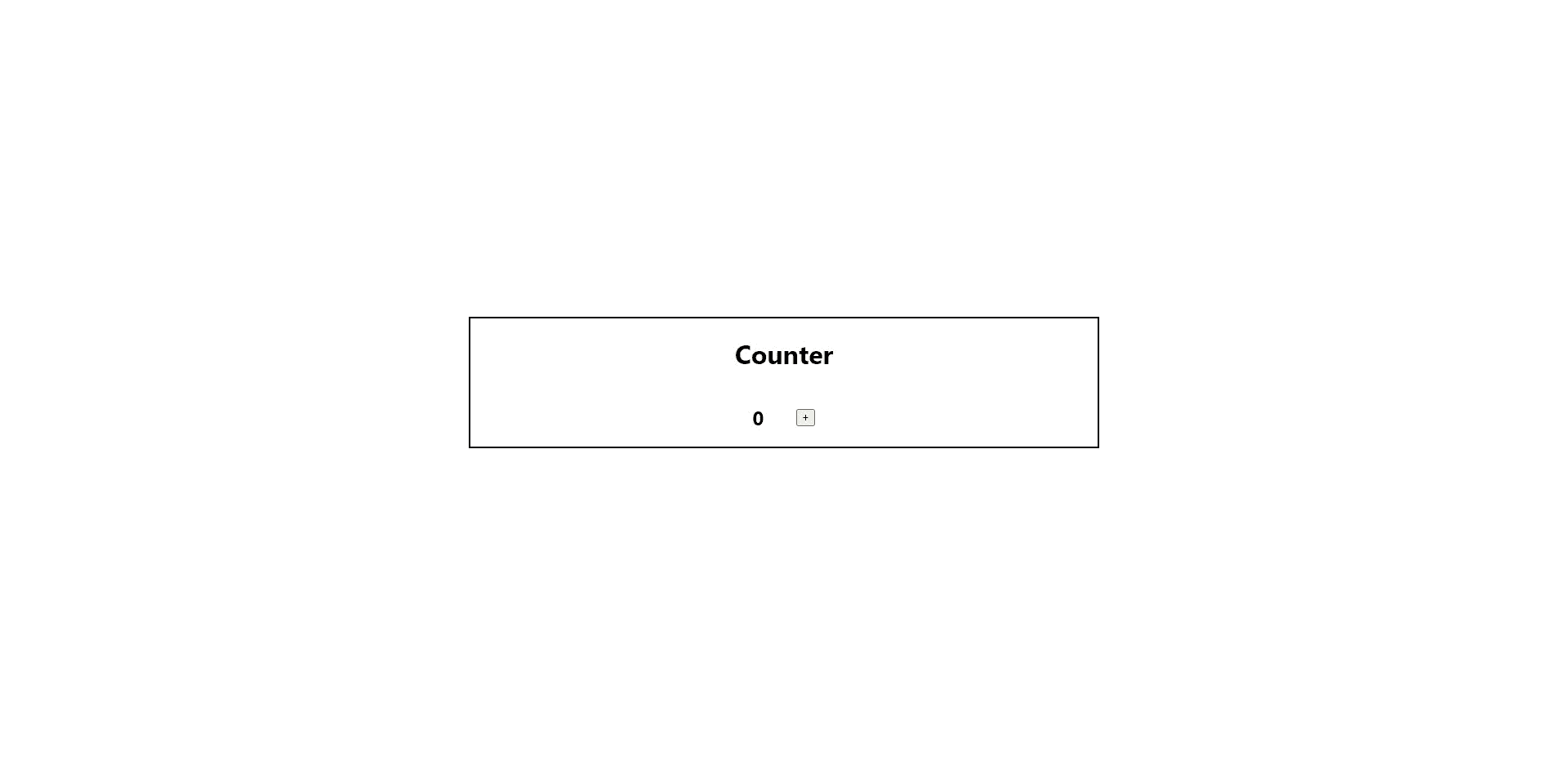 The BugDemo counter rendered in the browser with a plus button