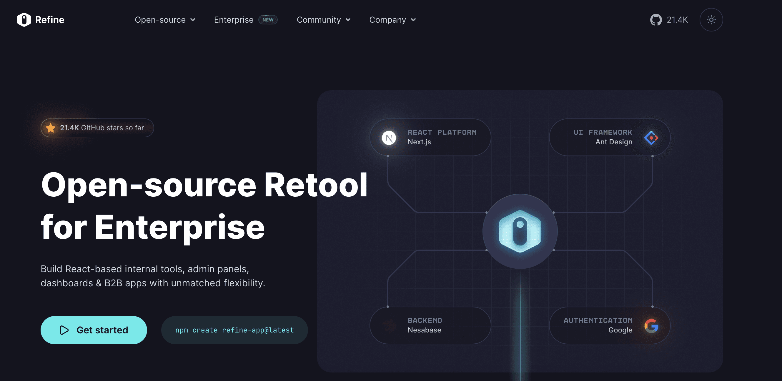 The Refine framework for building admin panels and data-driven apps