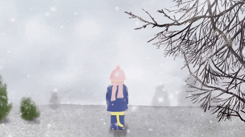 Animated GIF of snow gently falling over a winter landscape