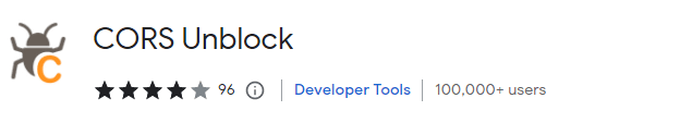 Chrome Web Store listing for the CORS Unblock extension